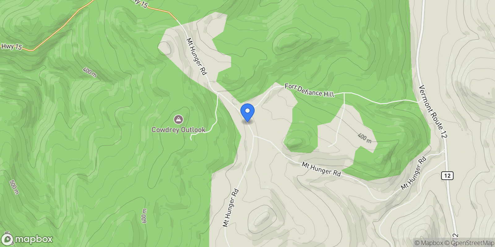 Map showing 2383 Old Mount Hunger Road, Barnard, VT 05031, Barnard, Vermont, United States.