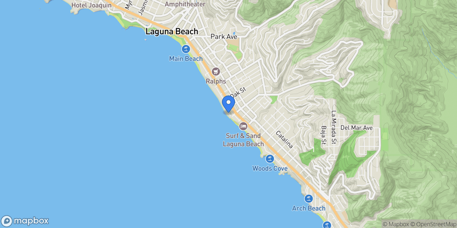 Map showing 1261 Ocean Front , Laguna Beach, CA 92651, Laguna Beach, California, United States.
