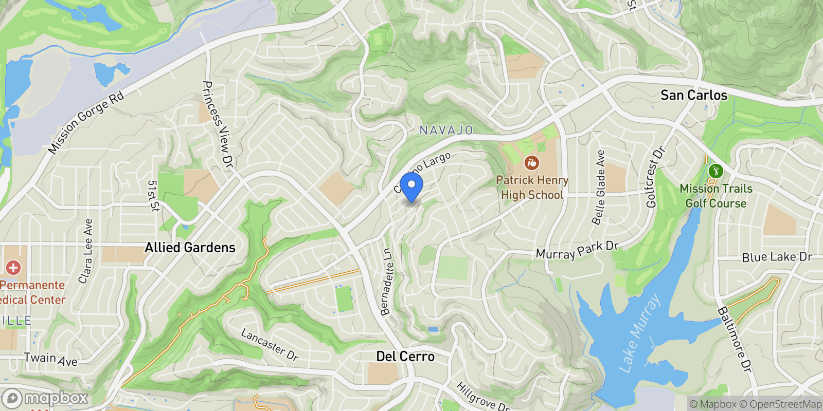 Map showing 6184 Camino Rico , San Diego, CA 92120, San Diego, California, United States.