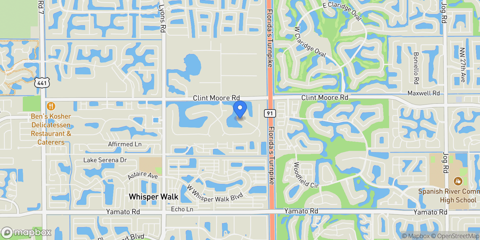 Map showing 18161 Daybreak Drive, Boca Raton, Florida, United States.