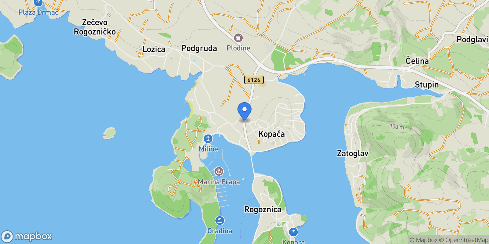 Map showing Šibenik-Knin County, Rogoznica, Sibenik-Knin County, Croatia.