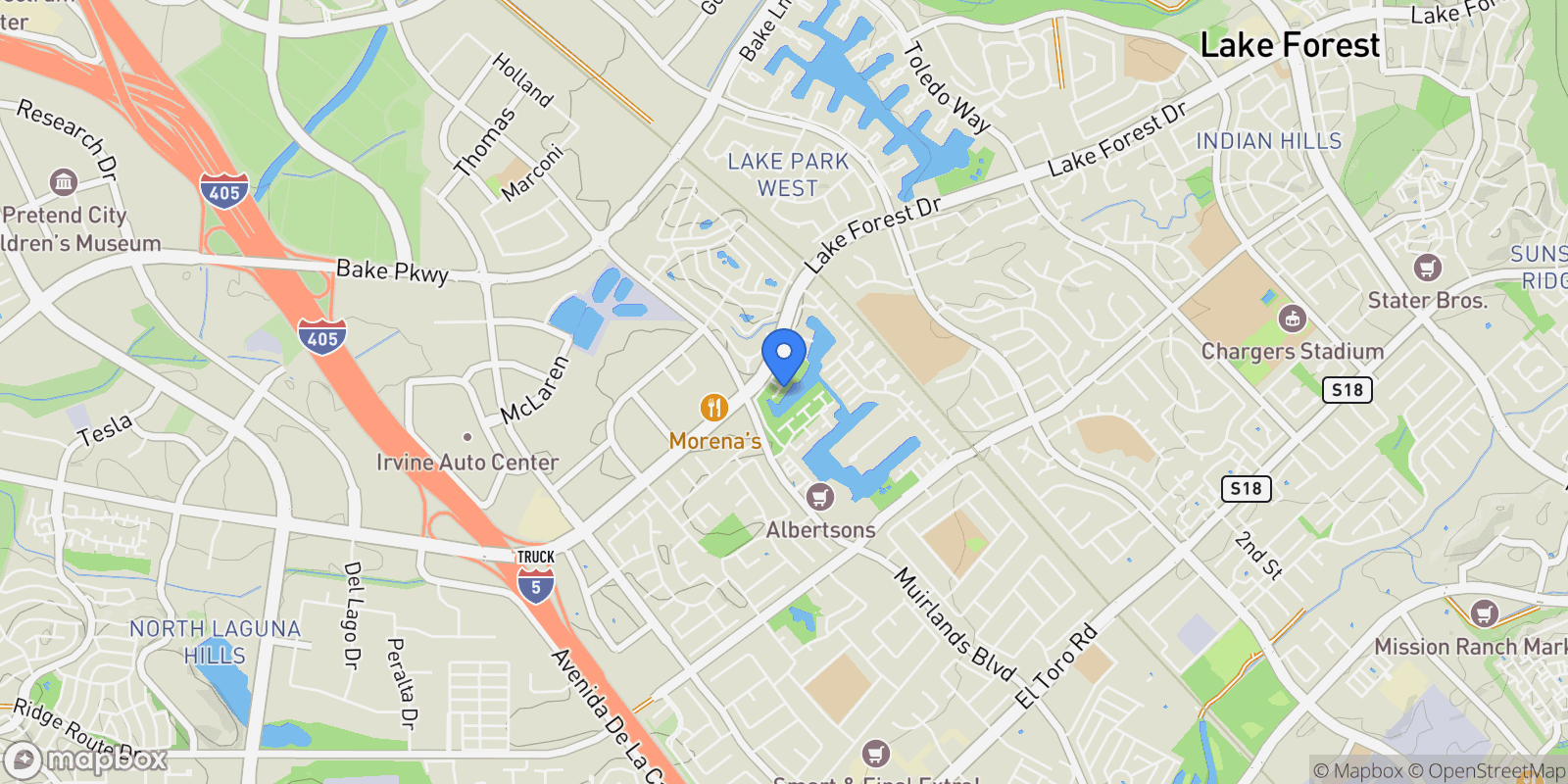 Map showing 22627 Lakeside Lane , Lake Forest, CA 92630, Lake Forest, California, United States.