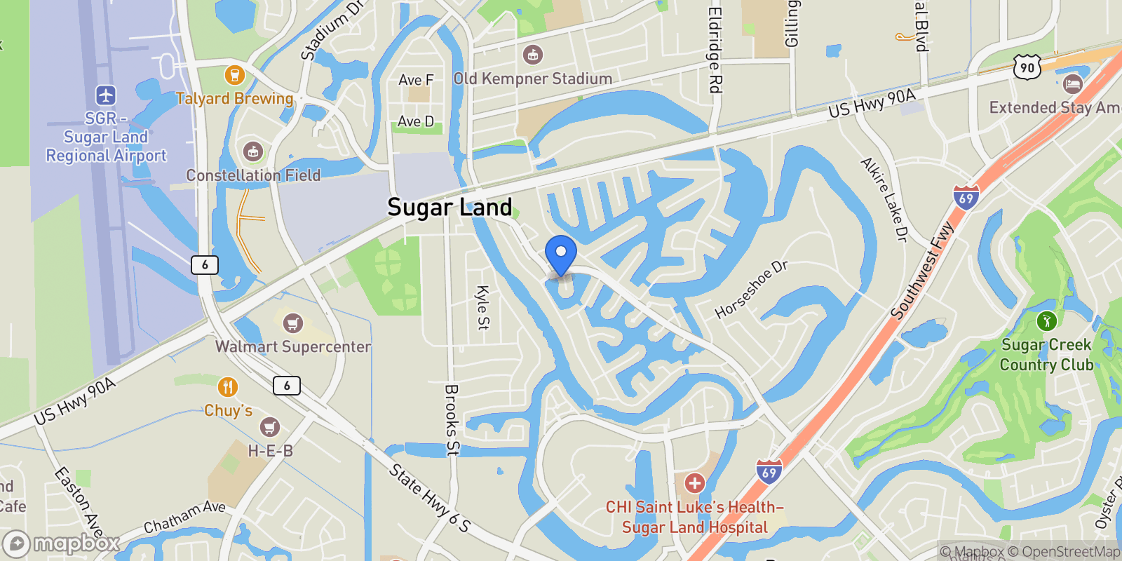 Map showing 423 Brook Shore Court, Sugar Land, TX 77478, Sugar Land, Texas, United States.