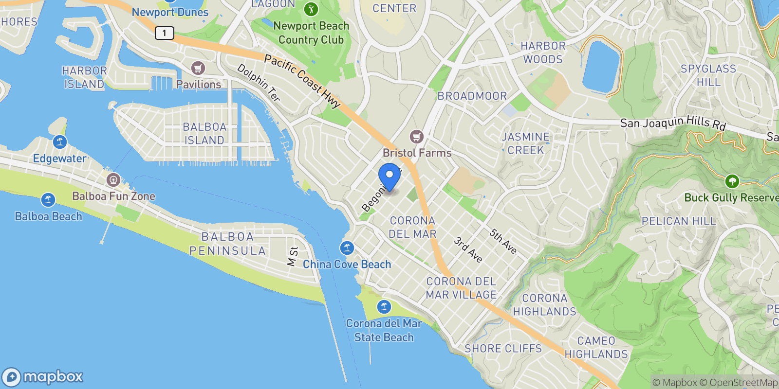Map showing 509 Carnation Avenue , Newport Beach, CA 92625, Newport Beach, California, United States.