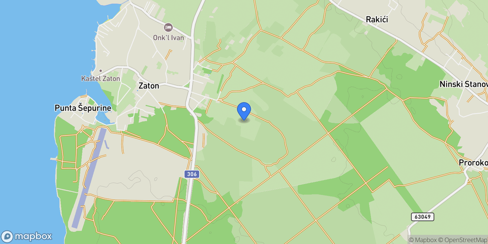 Map showing Zadar County, Zaton, Zadar County, Croatia.