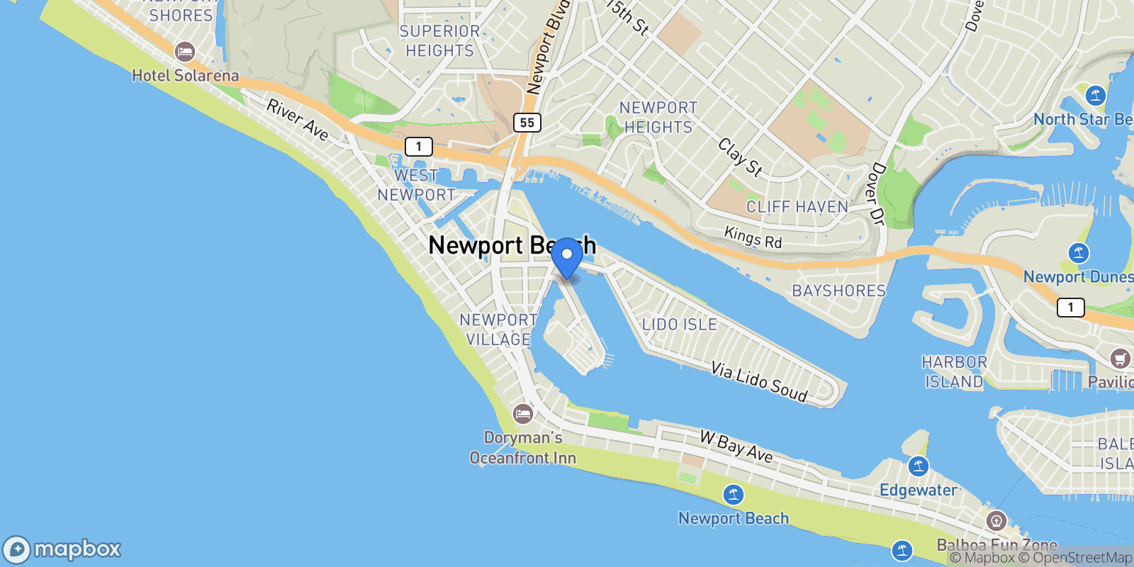 Map showing 615 Lido Park Drive , Newport Beach, CA 92663, Newport Beach, California, United States.