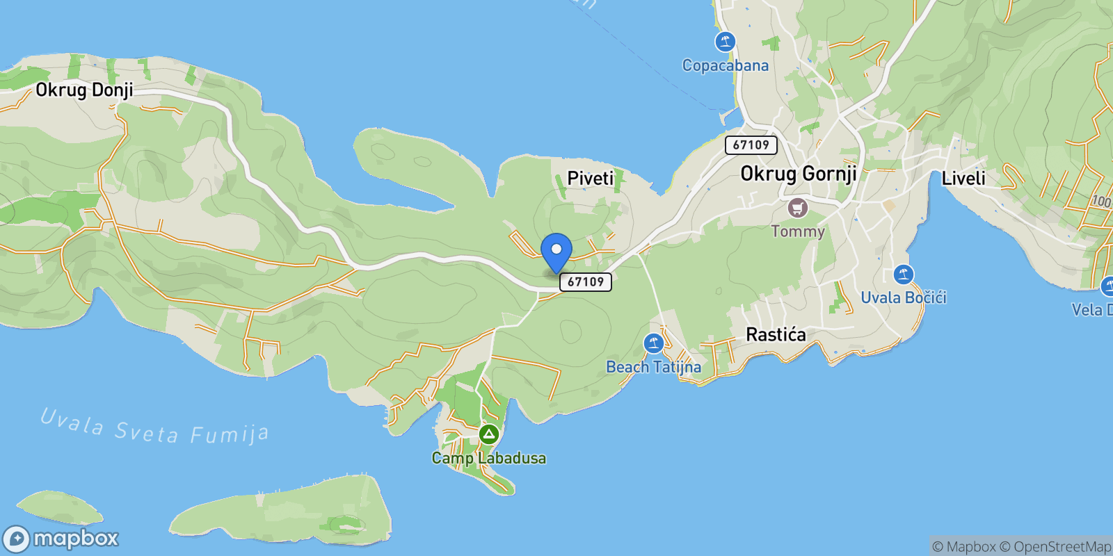 Map showing Split-Dalmatia County, Okrug Gornji, Split-Dalmatia County, Croatia.