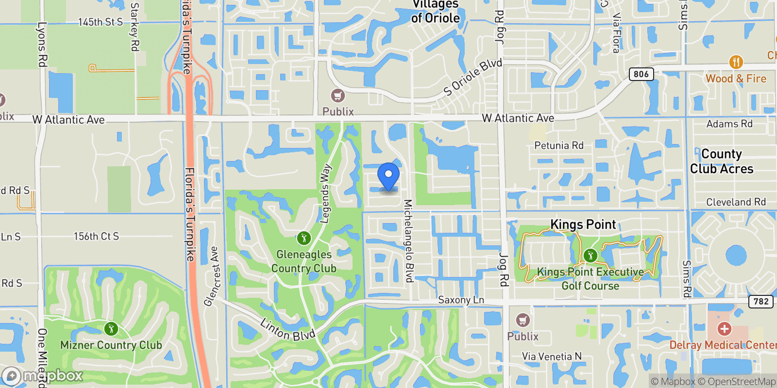 Map showing 7035 Vivaldi Lane, Delray Beach, Florida, United States.