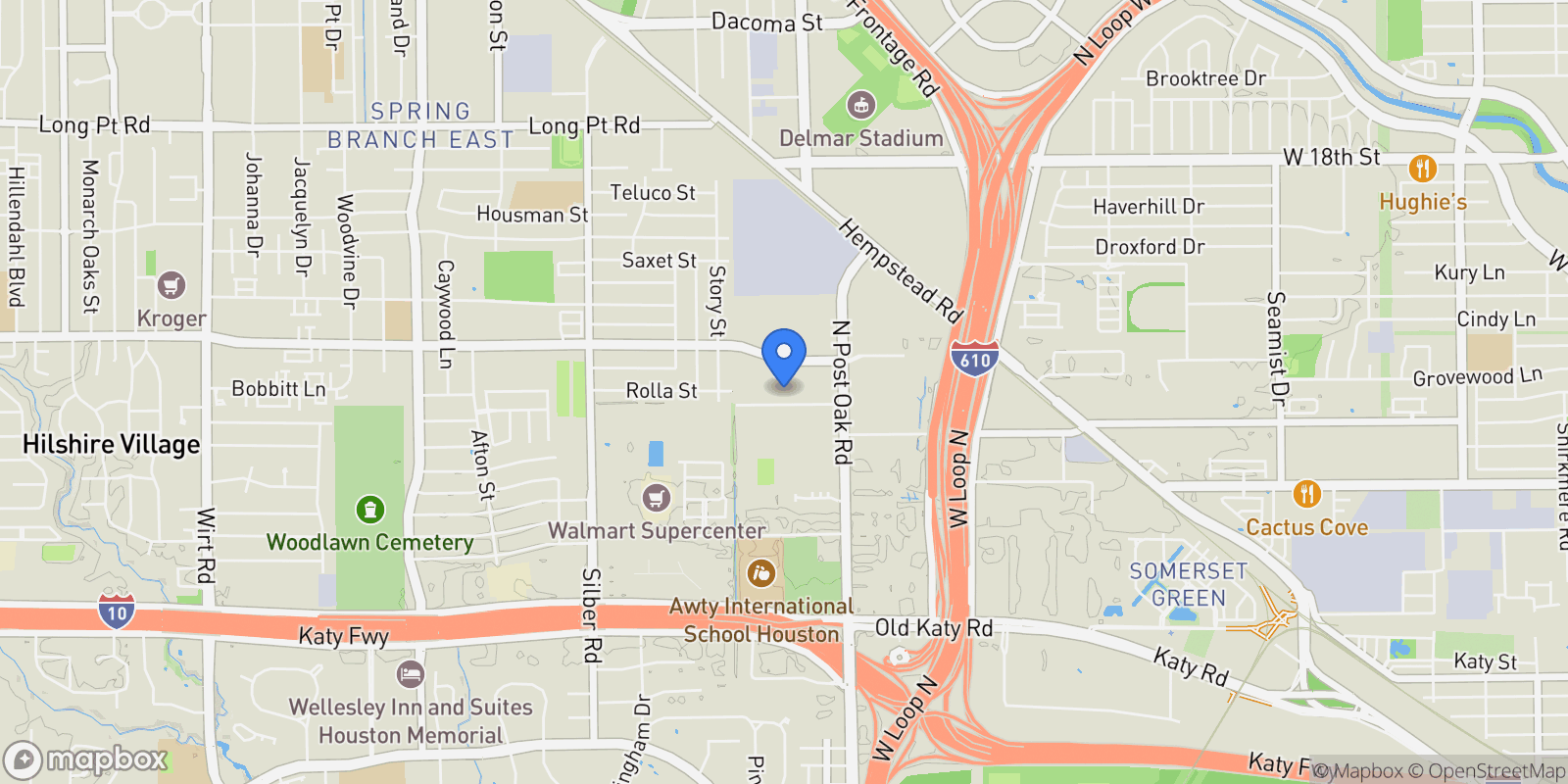 Map showing 6100 Clarkson Lane, Houston, TX 77055, Houston, Texas, United States.