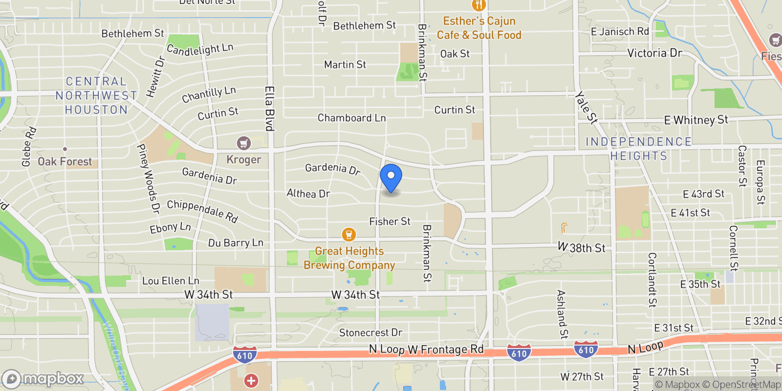 Map showing 863 W 42nd Street, Houston, TX 77018, Houston, Texas, United States.