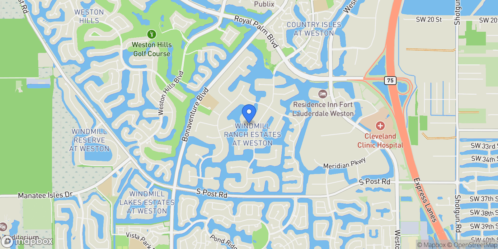 Map showing 2965 NE Surrey Ln, Southwest Ranches, Florida, United States.