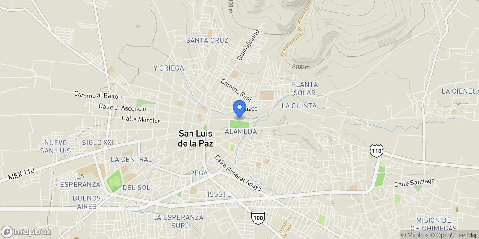 Map showing CASA ALAMEDA San Luis de la Paz, San Luis de la Paz, QUE 37900, San Luis de la Paz, Guanajuato, Mexico.