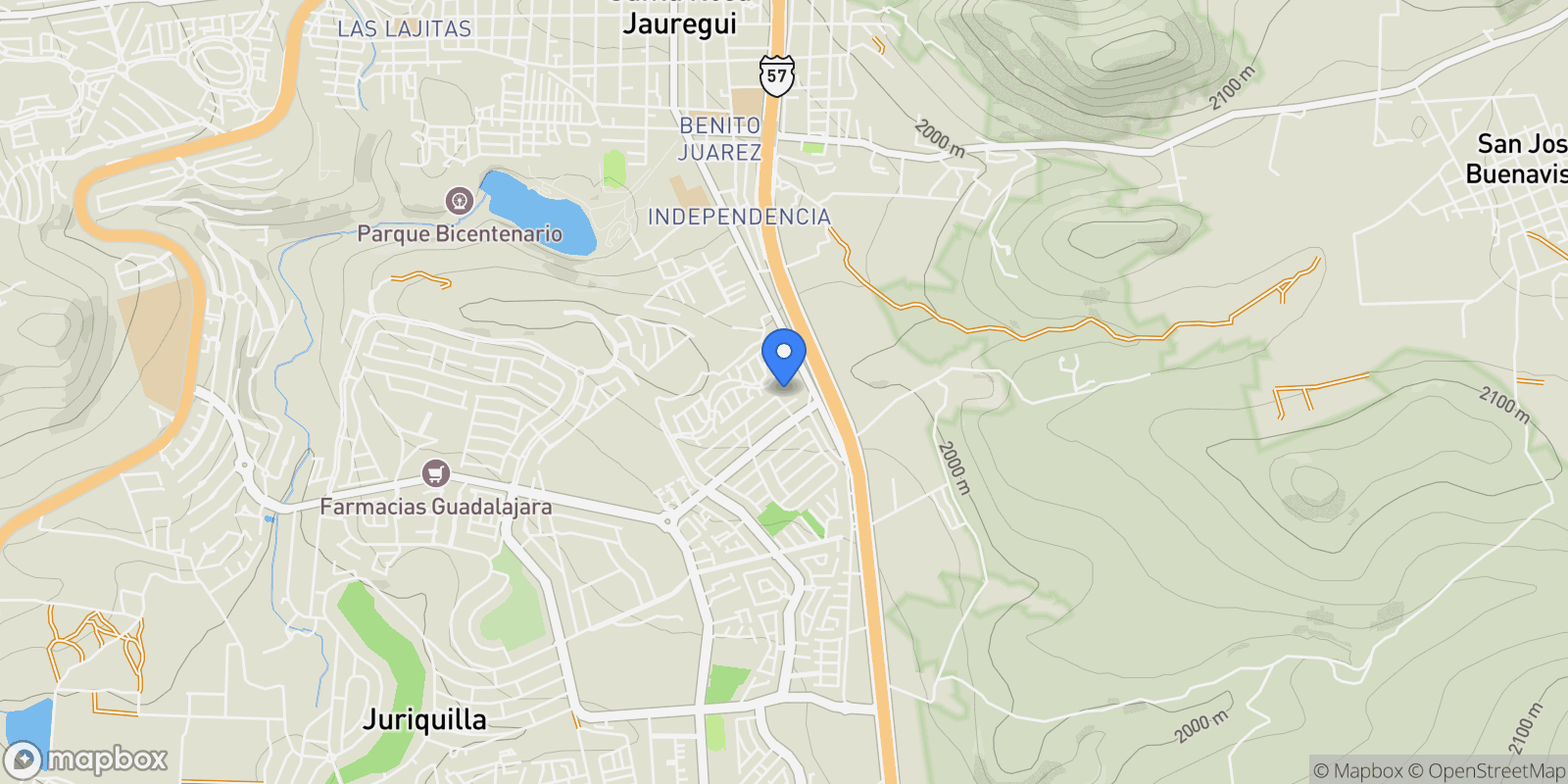 Map showing Querétaro, QUE 76230, Santa Rosa Jáuregui, Querétaro, Mexico.