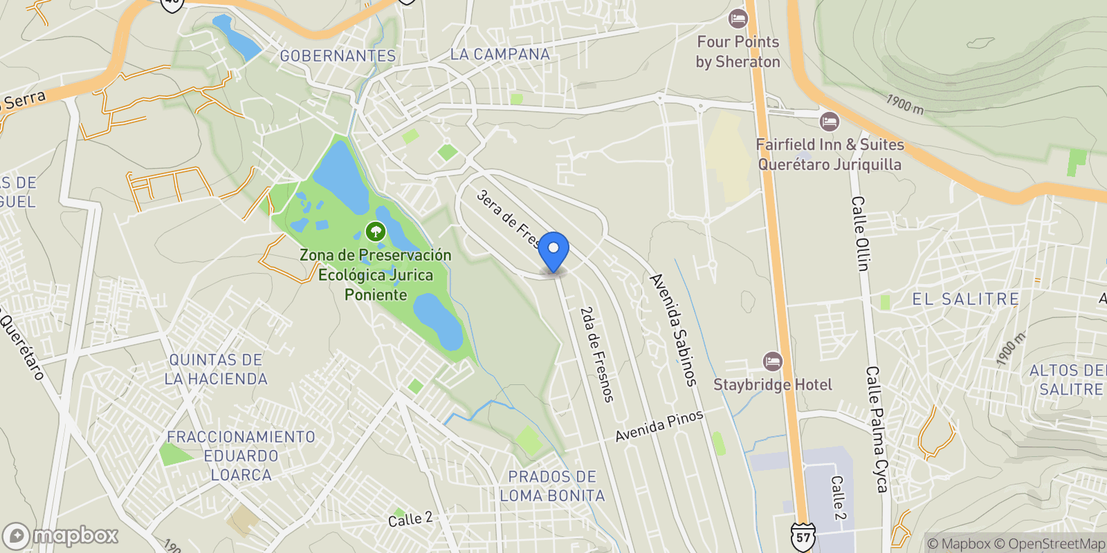 Map showing CASA OLIVOS 71 ALTOZANO, Queretaro, QUE, Santiago de Querétaro, Querétaro, Mexico.