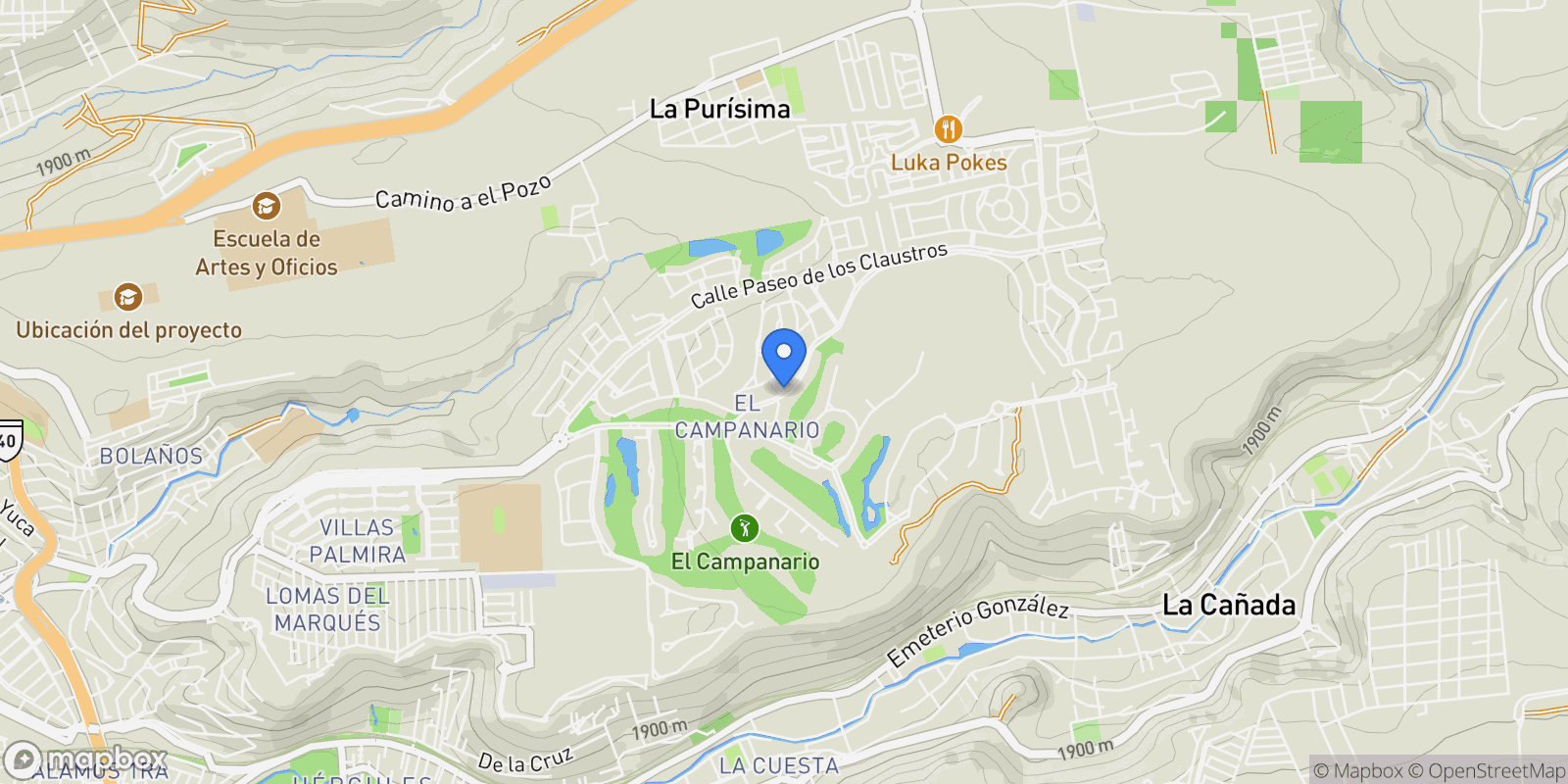 Map showing Querétaro, QUE 76146, Santiago de Querétaro, Querétaro, Mexico.