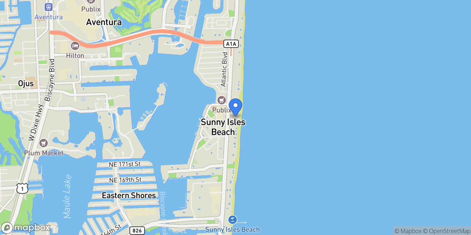 Map showing 18101 Collins Ave 801, Golden Beach, Florida, United States.