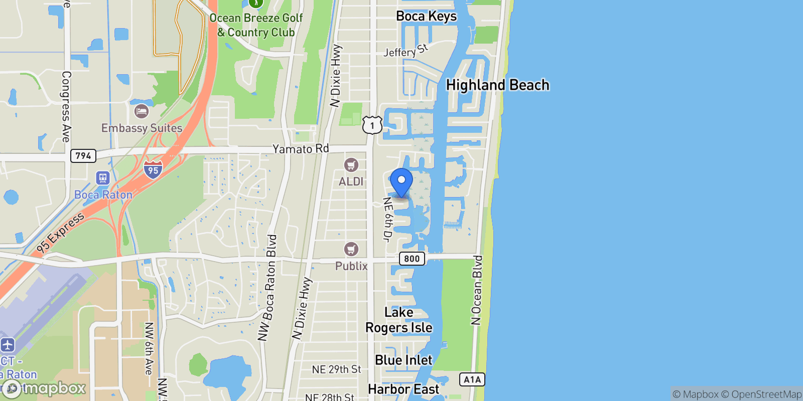 Map showing 701 Sanctuary Drive, Boca Raton, Florida, United States.