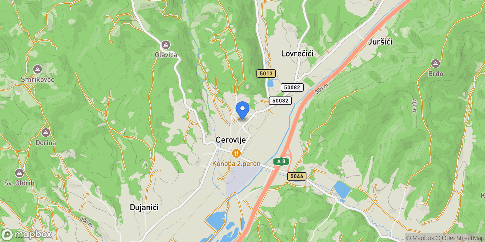 Map showing Opcina Cerovlje, Istria County, Croatia.