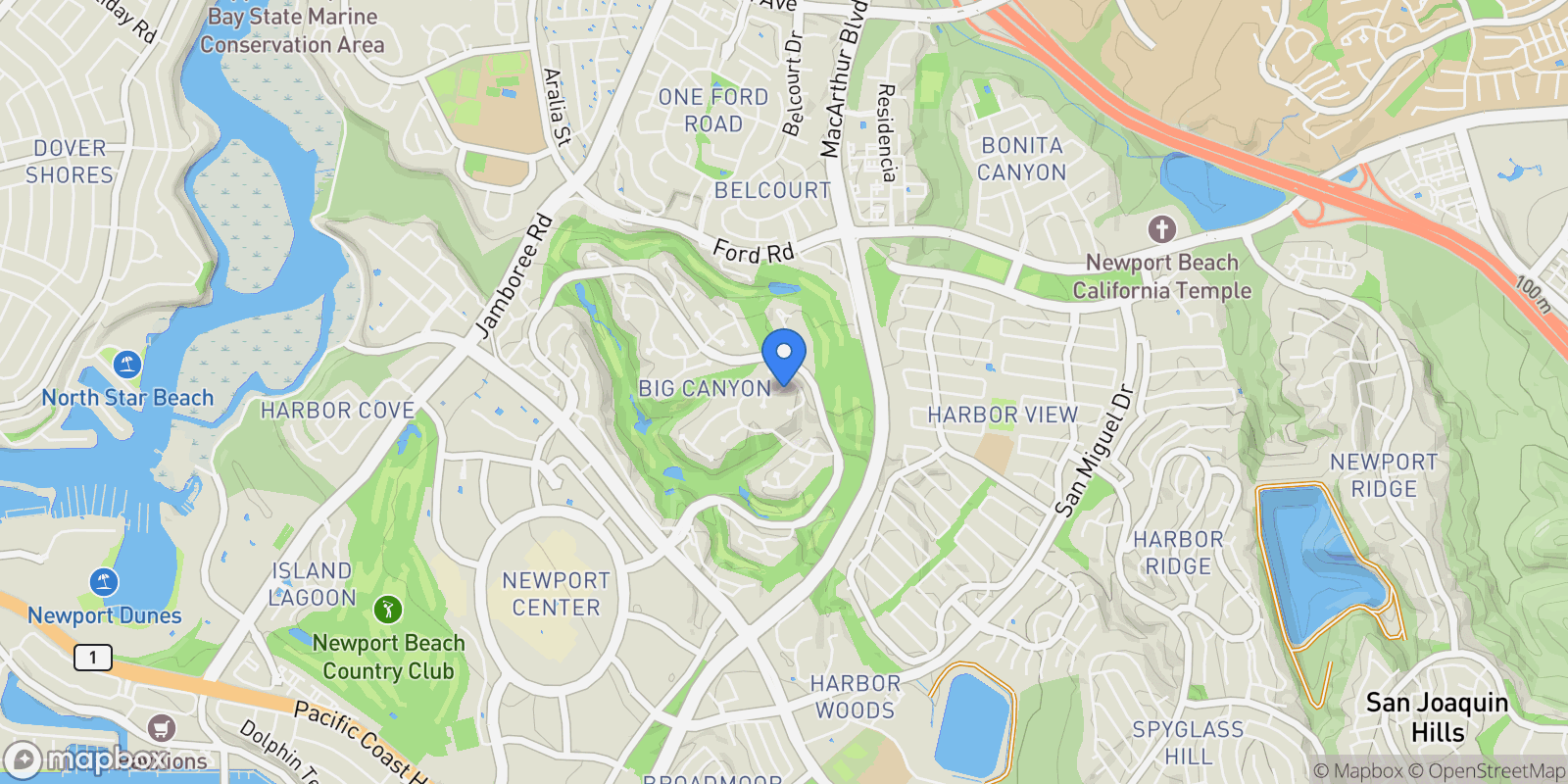 Map showing 38 Royal Saint George, Newport Beach, California, United States.