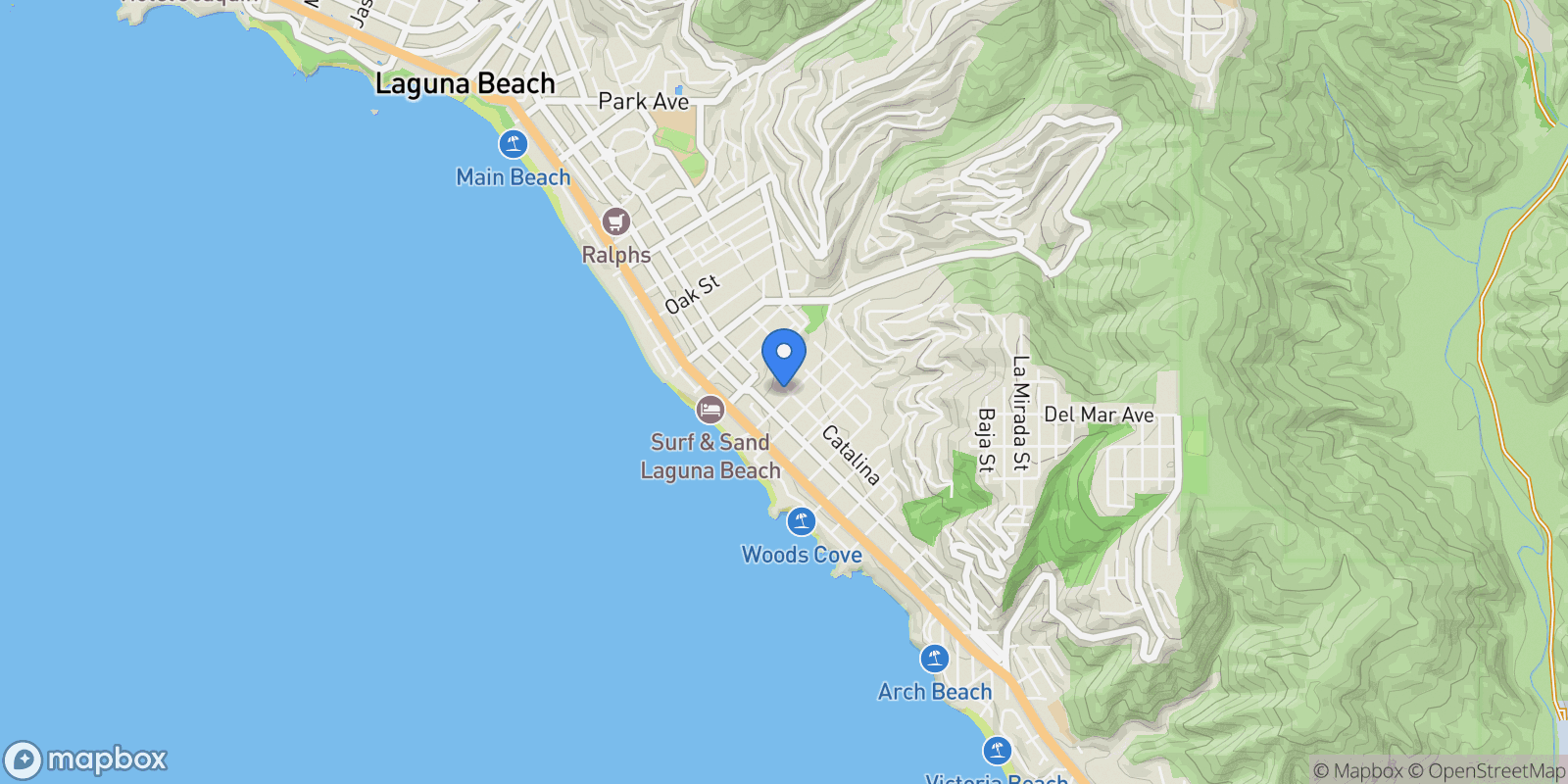 Map showing 1585 Catalina, Laguna Beach, California, United States.