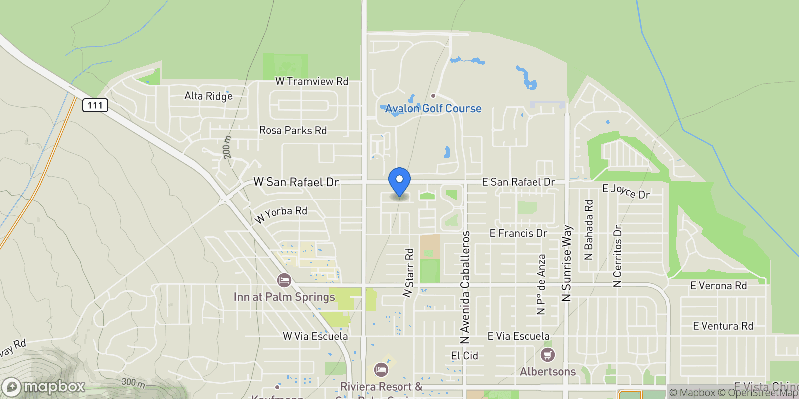 Map showing 492 E Simms Road, Palm Springs, California, United States.