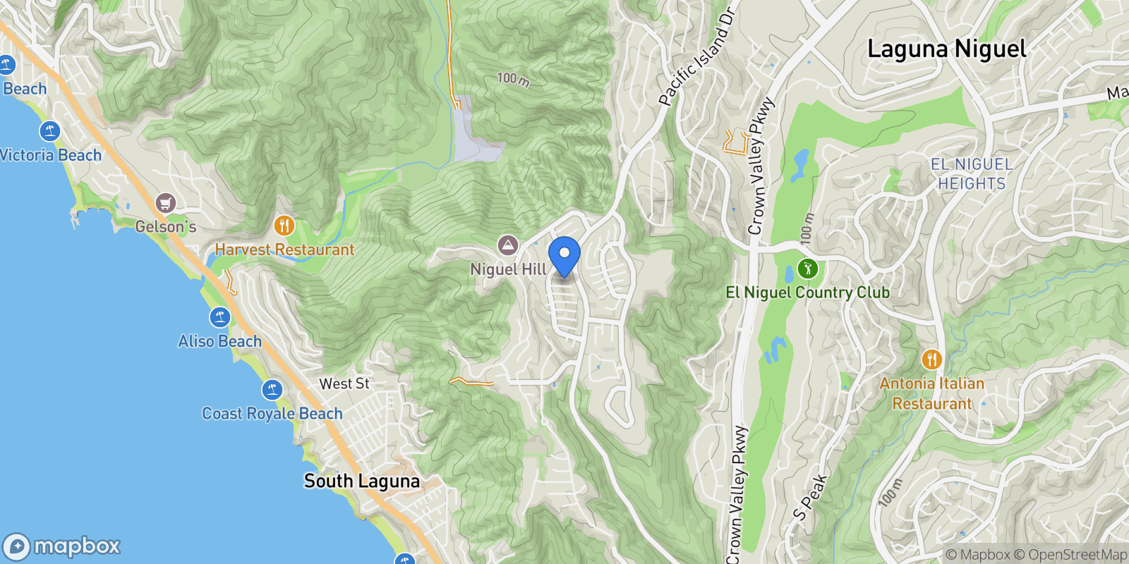 Map showing 22832 Dominita, Laguna Niguel, California, United States.
