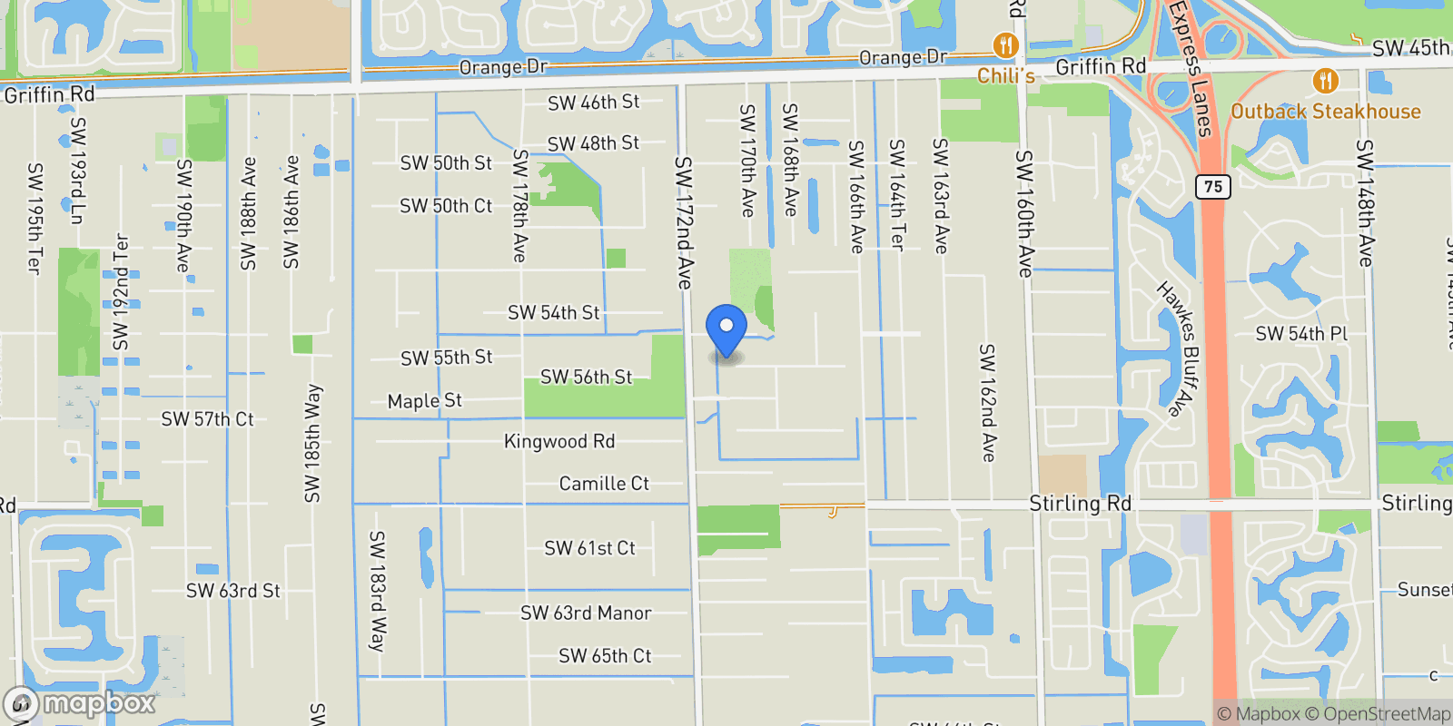 Map showing 17025 Stratford Ct, Southwest Ranches, Florida, United States.