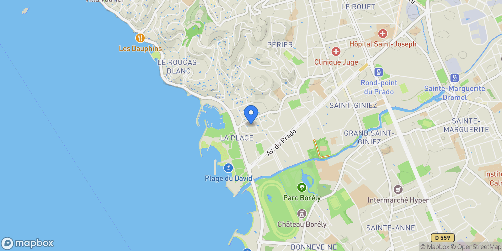 Map showing Marseille, Provence-Alpes-Côte d'Azur, France.