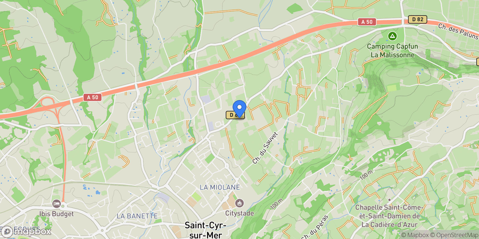 Map showing Saint-Cyr-sur-Mer, Provence-Alpes-Côte d'Azur, France.