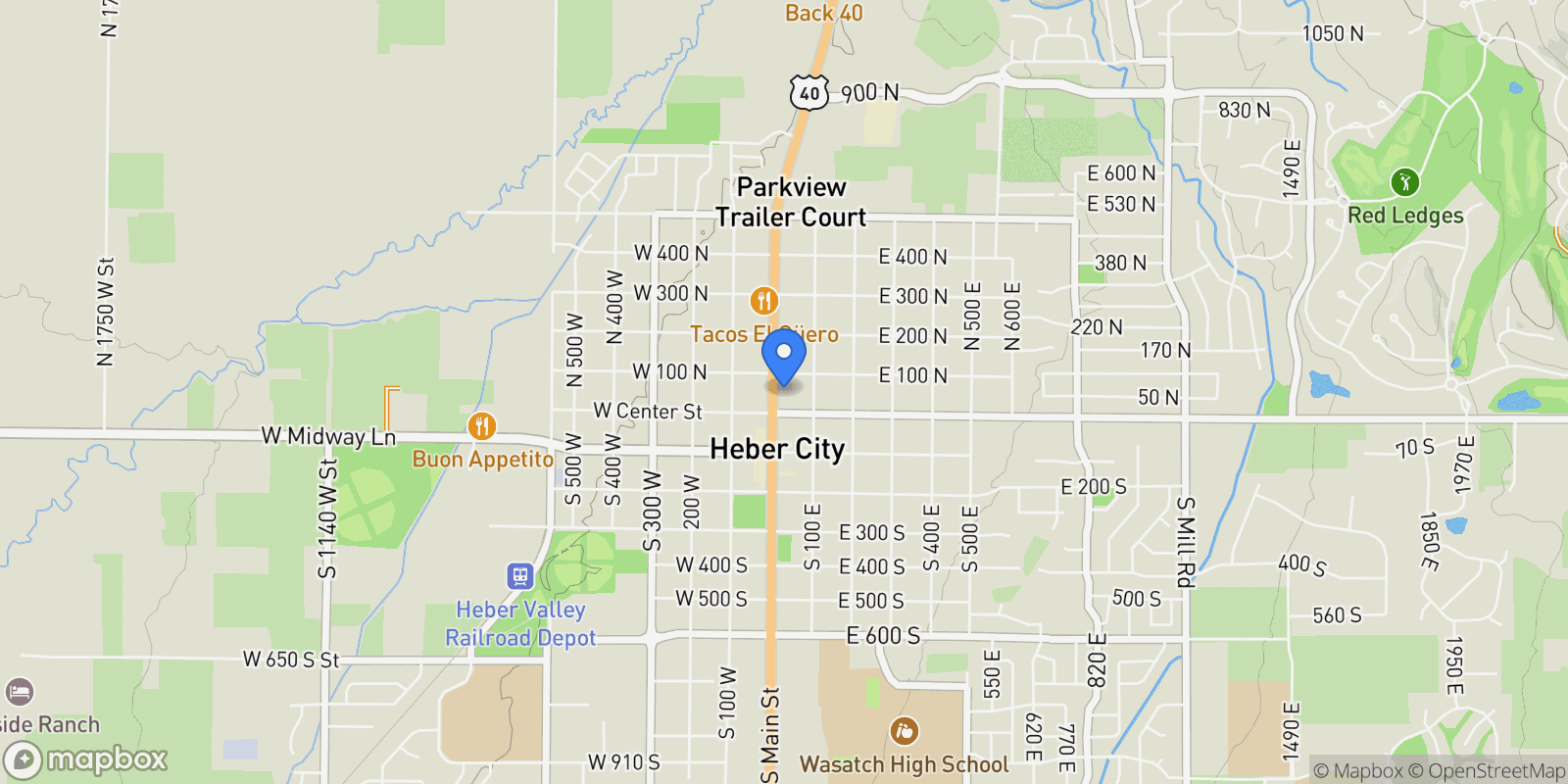 Map showing 54 U.S. Hwy 40, Heber City, UT 84032, Heber City, Utah, United States.