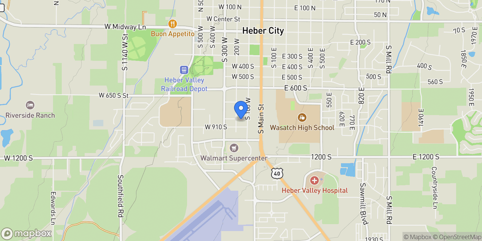 Map showing 165 West 850 South, Heber City, UT 84032, Heber City, Utah, United States.