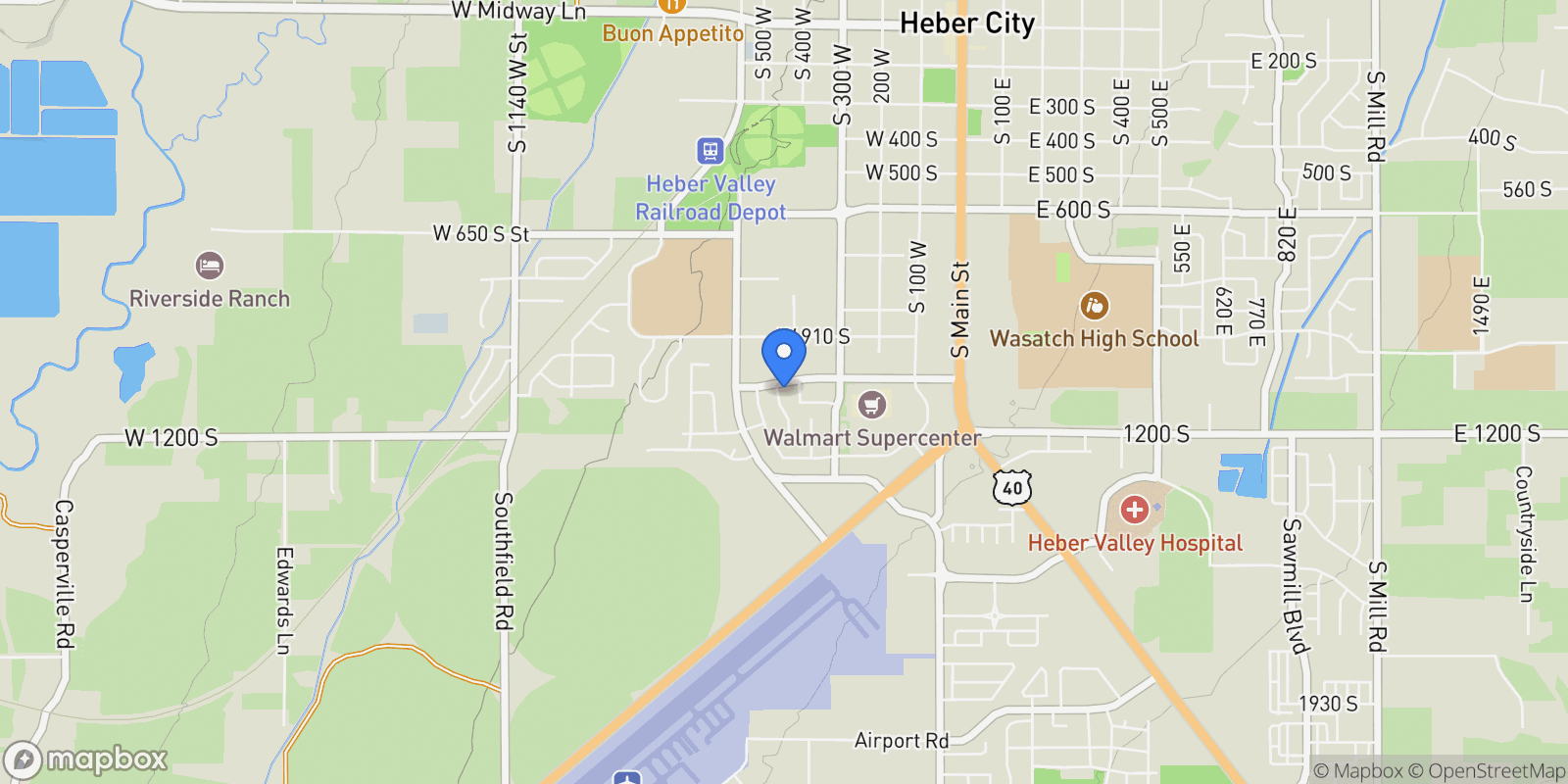Map showing 1037 S Meadow Walk Lane, Heber City, UT 84032, Heber City, Utah, United States.