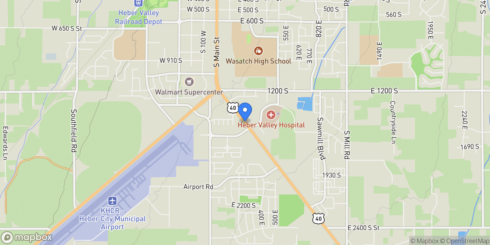 Map showing 54 U.S. Hwy 40, Heber City, UT 84032, Heber City, Utah, United States.