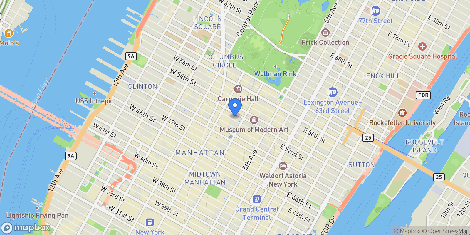 Map showing 53W53, 53 W 53RD ST, New York, New York, United States.