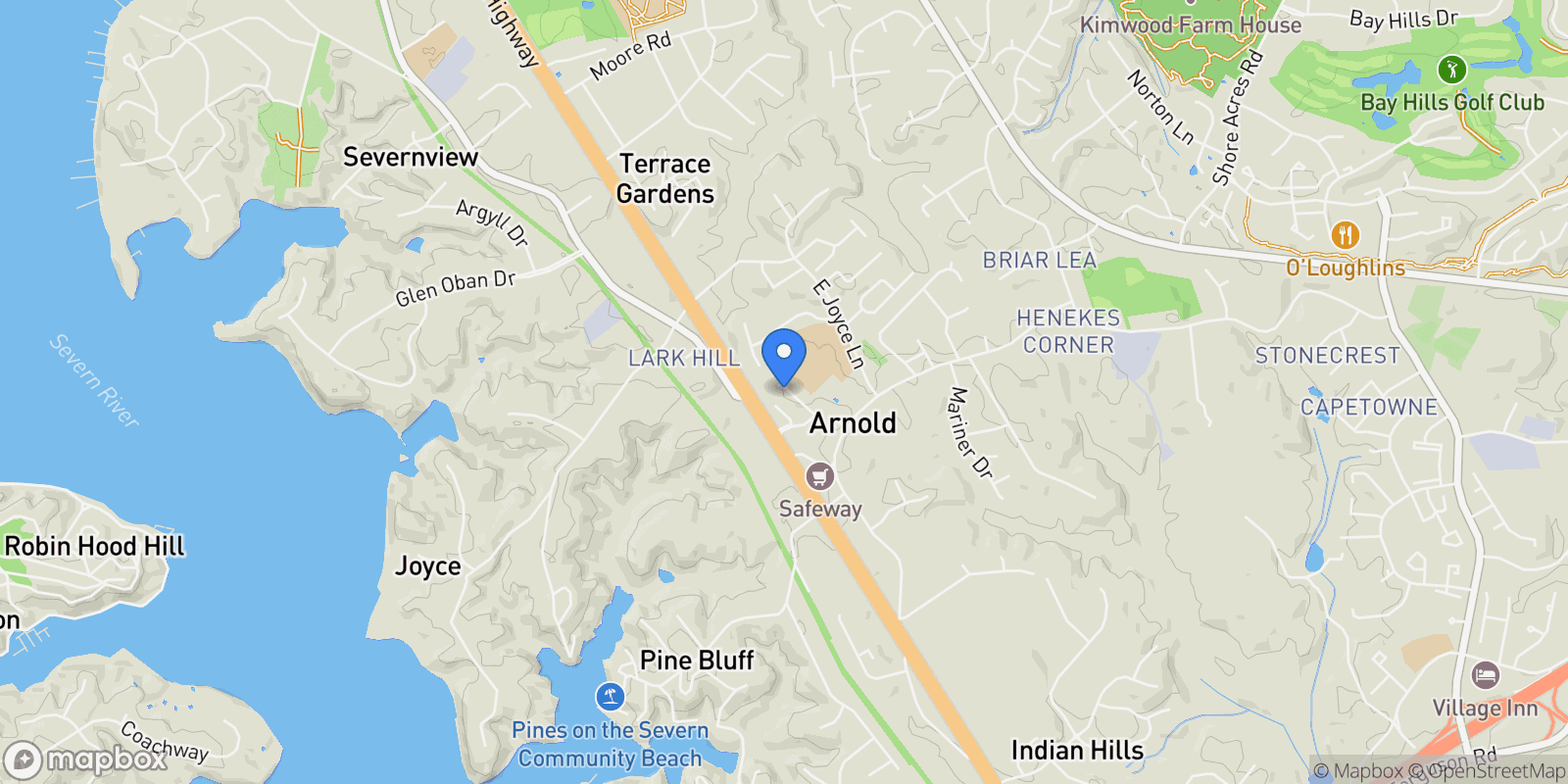 Map showing 131 Admirals Ridge Drive , Arnold, MD 21012, Arnold, Maryland, United States.