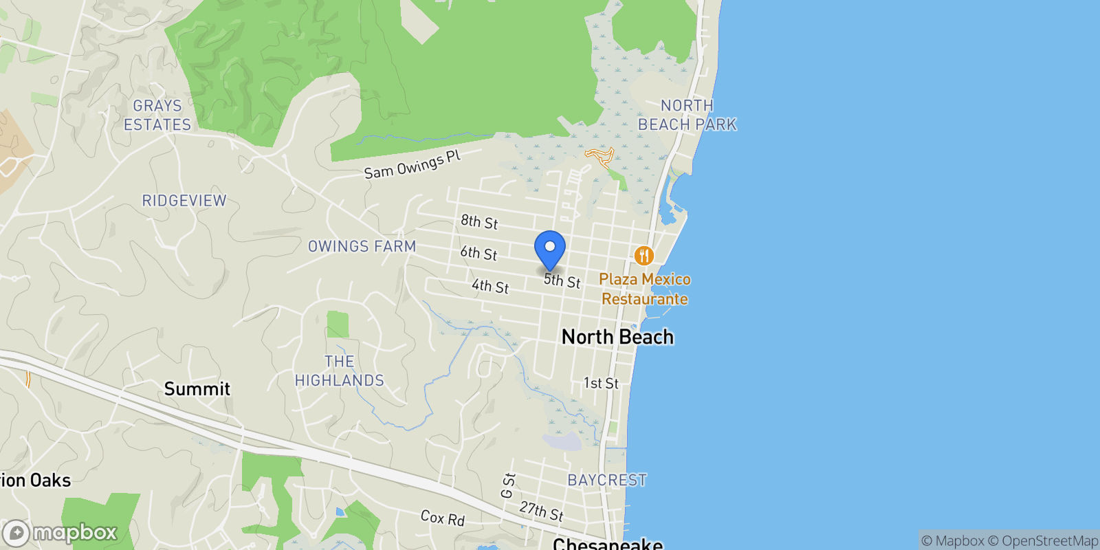 Map showing 9101 Greenwood Avenue, North Beach, MD 20714, North Beach, Maryland, United States.