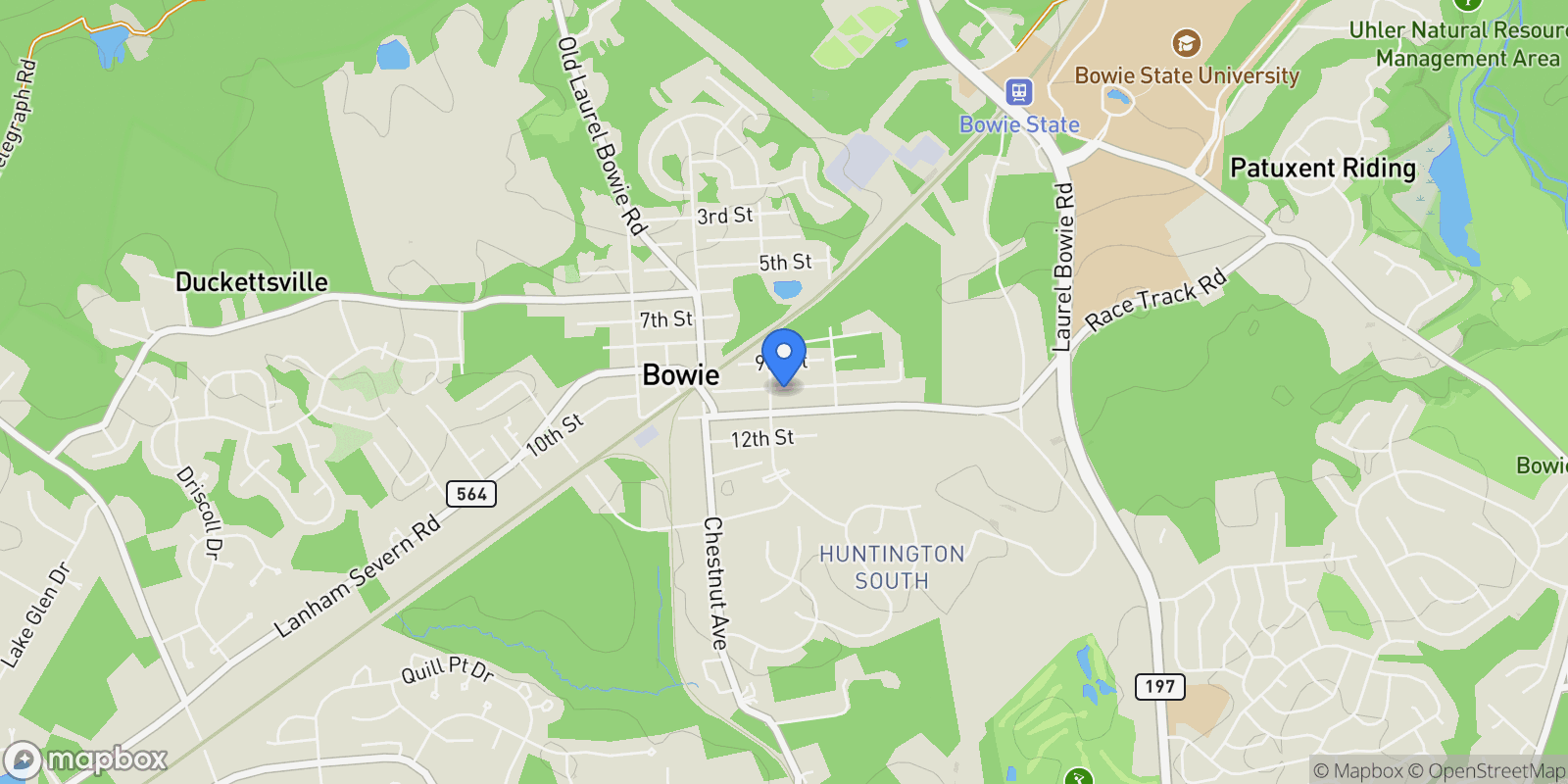 Map showing 13205 10th Street, Bowie, MD 20715, Bowie, Maryland, United States.
