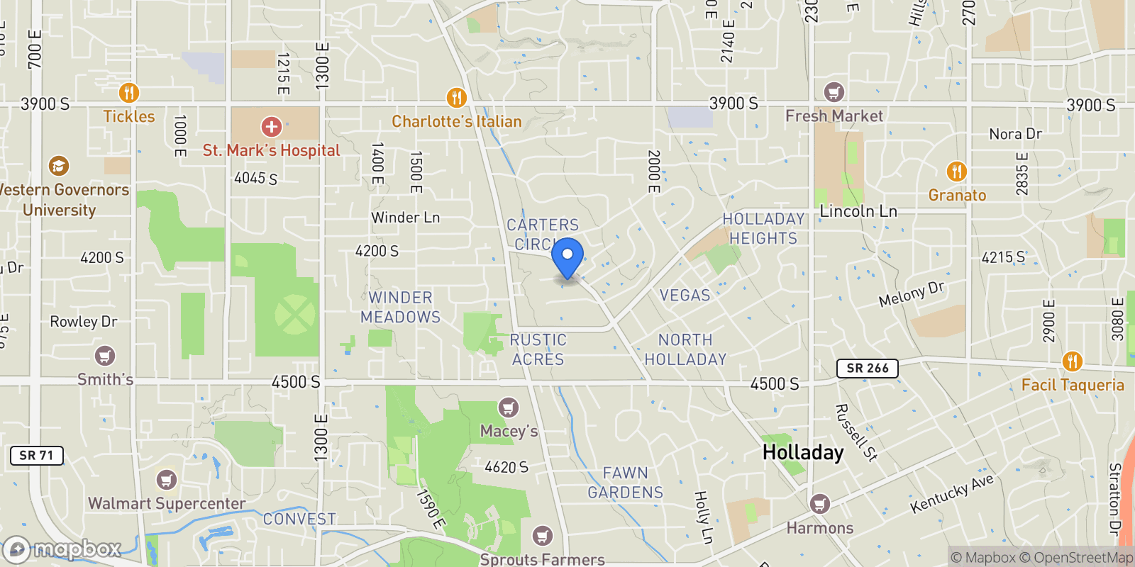 Map showing 1840 E Grover Lane, Salt Lake City, UT 84124, Holladay, Utah, United States.