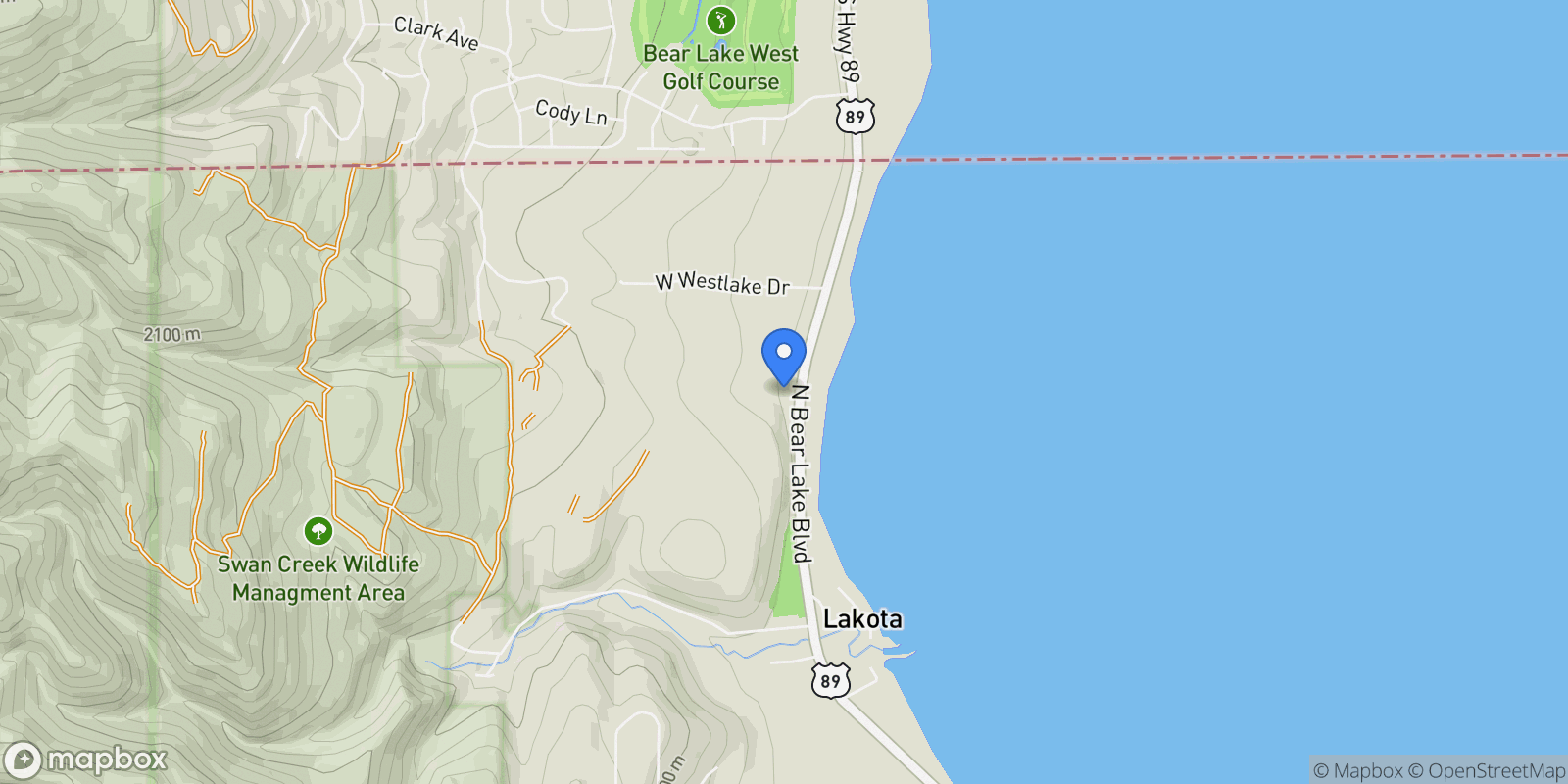 Map showing 2555 N Bear Lake Blvd, Garden City, UT 84028, Garden, Utah, United States.