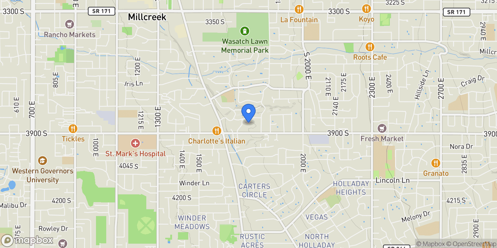 Map showing 1763 E Honey Hollow Lane, Milcreek, UT 84106, Salt Lake City, Utah, United States.