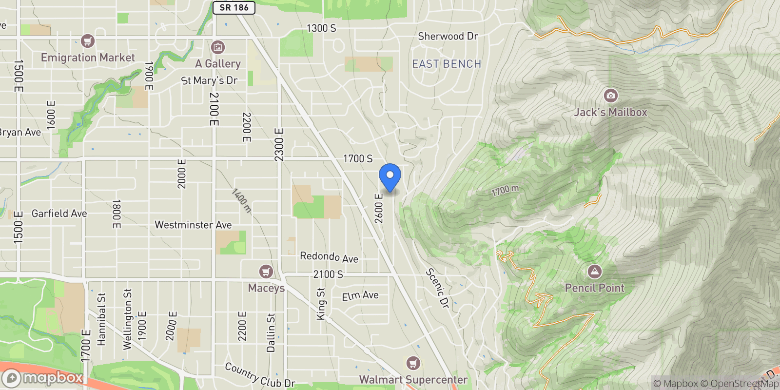 Map showing 1802 S Wasatch Drive, Salt Lake City, UT 84108, Salt Lake City, Utah, United States.