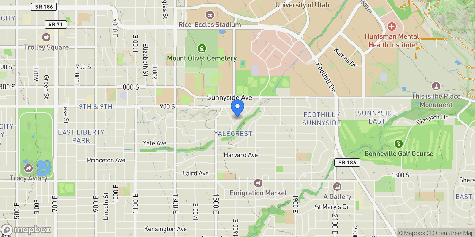 Map showing 966 S Diestel Road, Salt Lake City, UT 84105, Salt Lake City, Utah, United States.