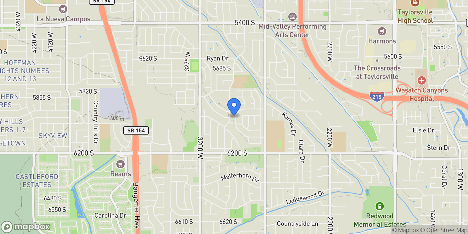 Map showing 5980 S Sweet Basil North, Taylorsville, UT 84129, Taylorsville, Utah, United States.