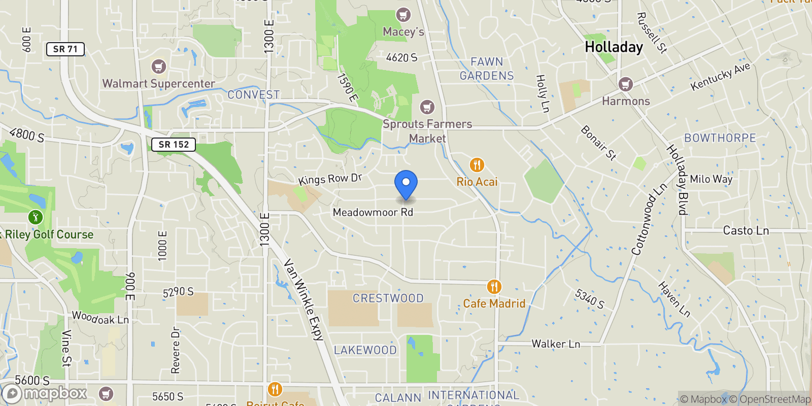 Map showing 4971 S Westmoor Road, Salt Lake City, UT 84117, Holladay, Utah, United States.