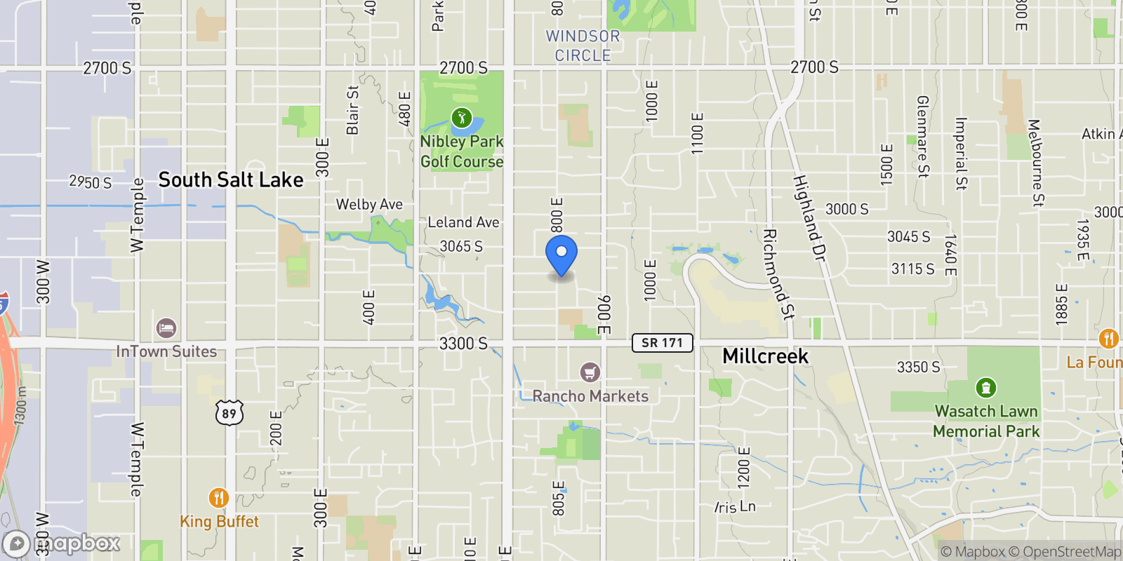 Map showing 3133 South 800 East, Salt Lake City, UT 84106, Salt Lake City, Utah, United States.