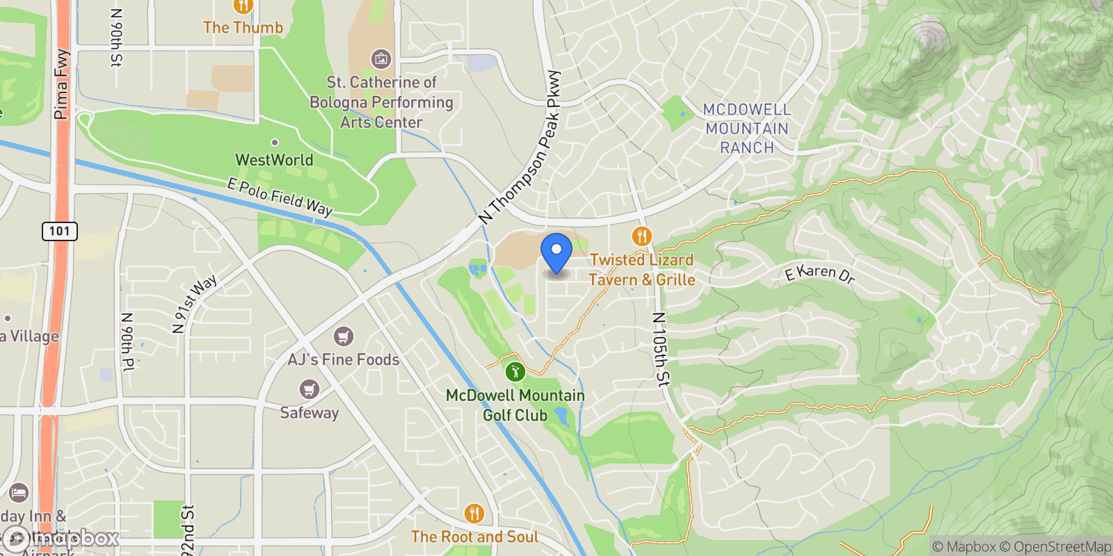 Map showing 10234 E Karen Drive , Scottsdale, AZ 85255, Scottsdale, Arizona, United States.