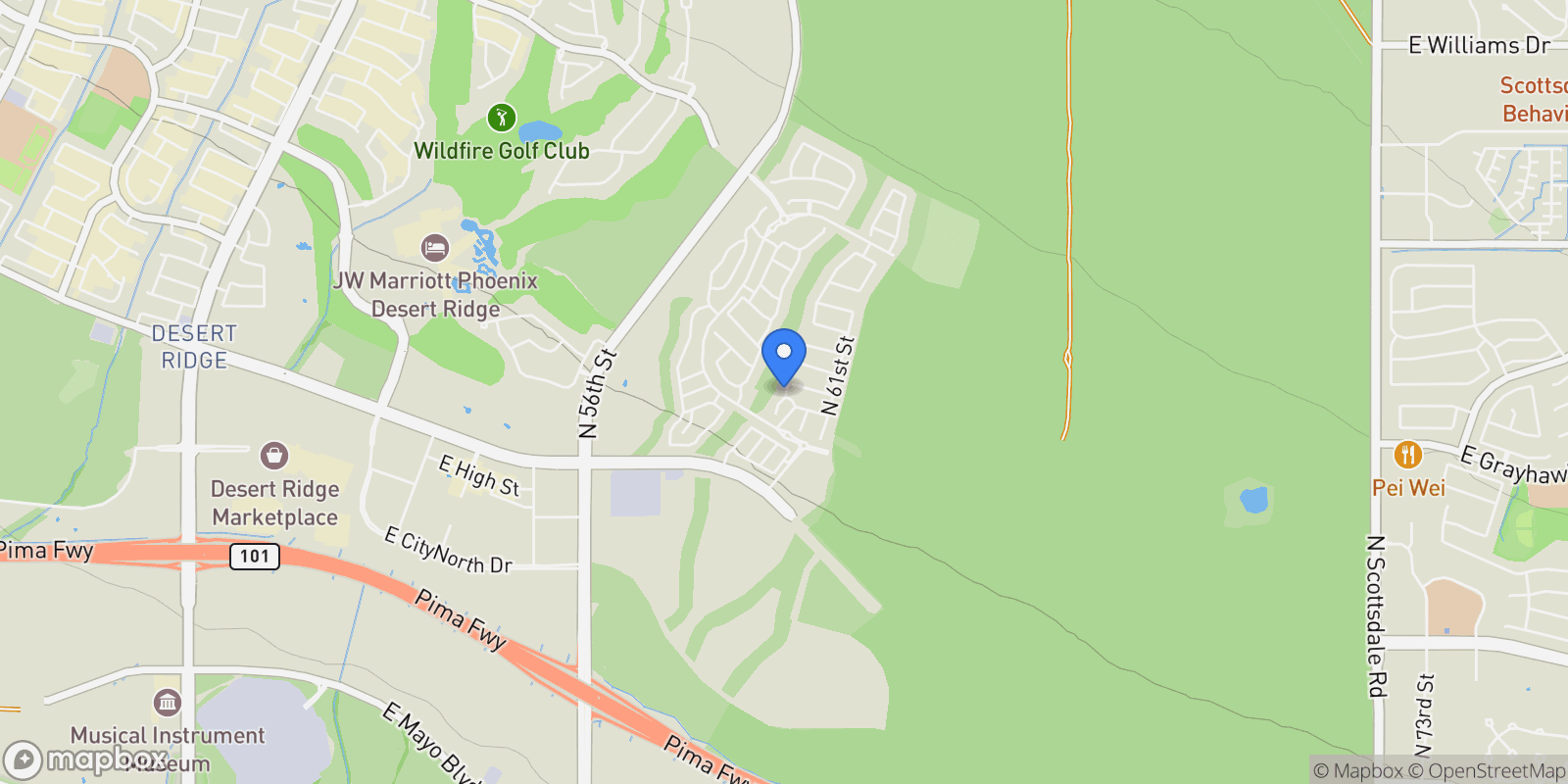 Map showing 21112 N 60th Place 266, Phoenix, AZ 85054, Phoenix, Arizona, United States.