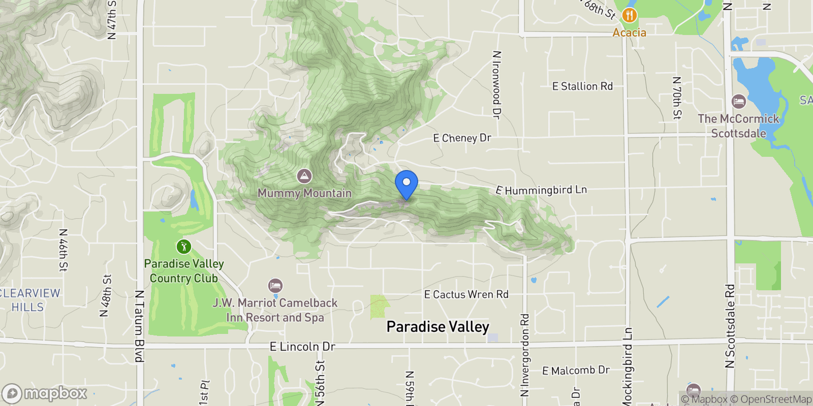 Map showing 5850 E Glen Drive , Paradise Valley, AZ 85253, Paradise Valley, Arizona, United States.