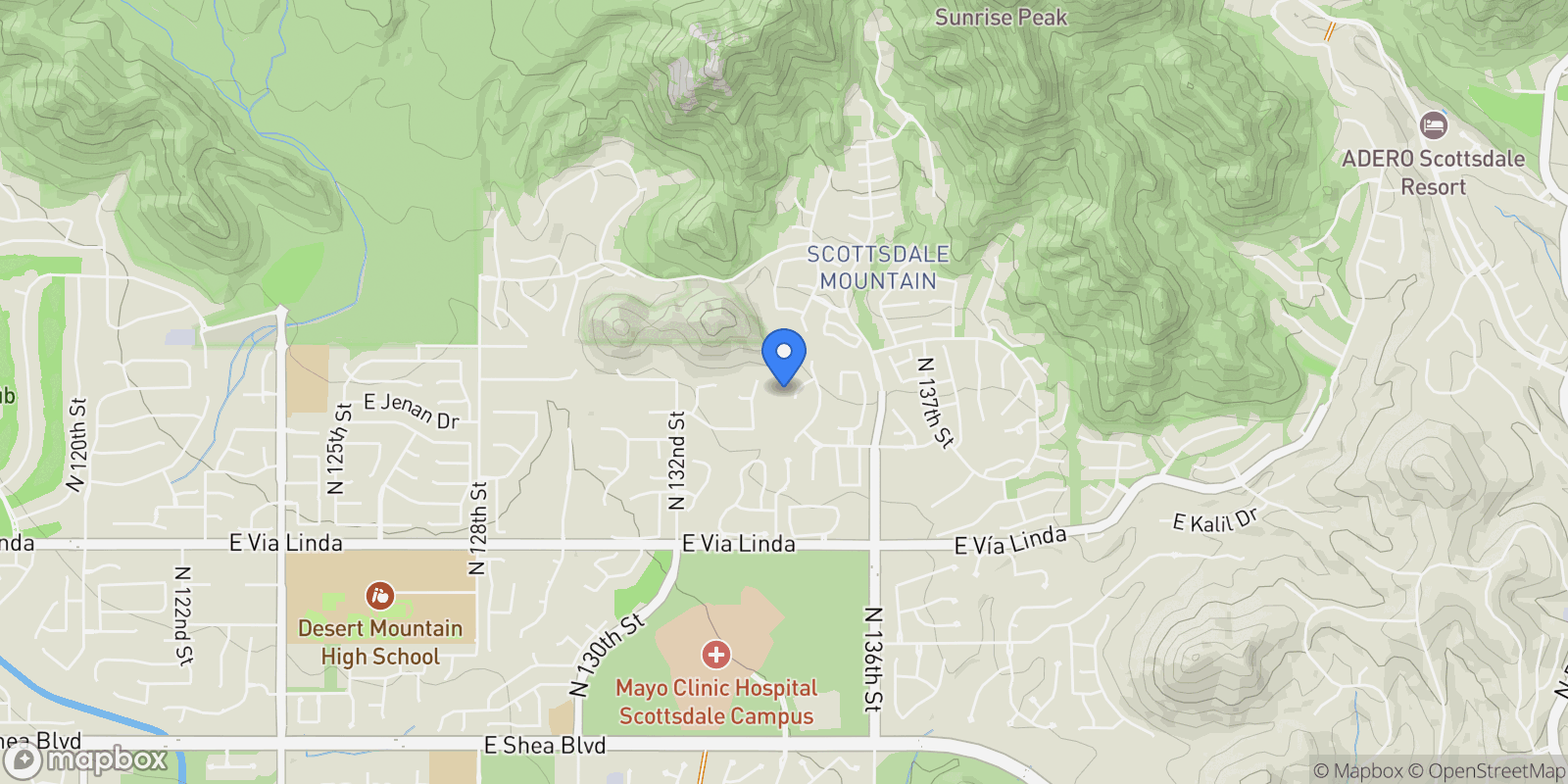 Map showing 12014 N 134th Place, Scottsdale, AZ 85259, Scottsdale, Arizona, United States.