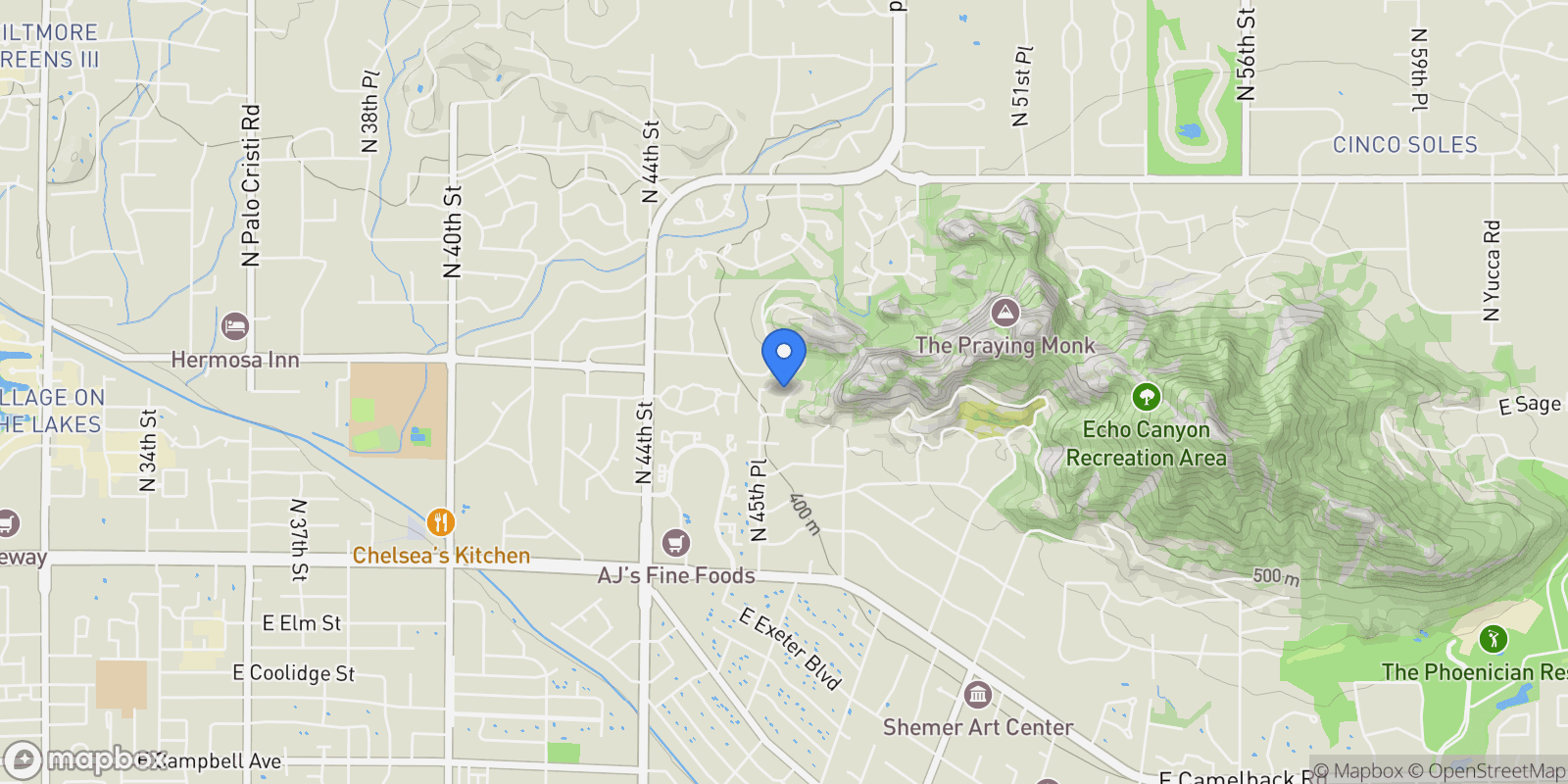 Map showing 5328 N 46th Street , Phoenix, AZ 85018, Phoenix, Arizona, United States.